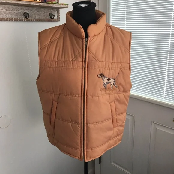 VTG Sear’s Puffer Vest With Embroidered Dog, Size L. - Picture 1 of 14